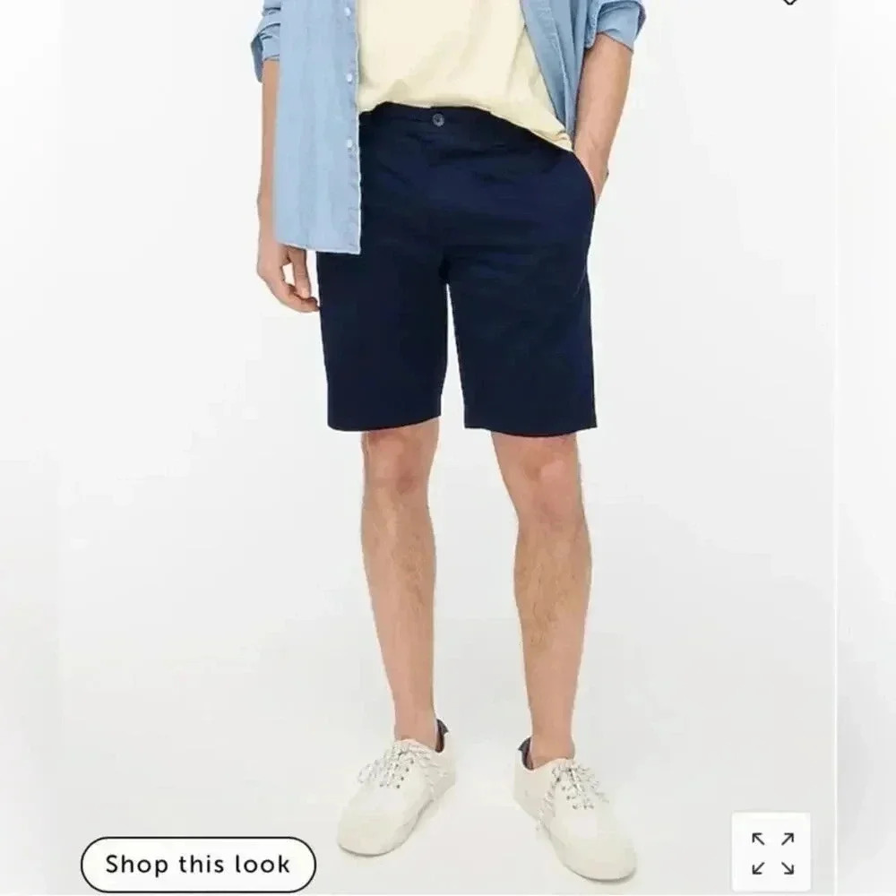 J Crew Factory Mens 11" flex chino short in Navy 30 NWT